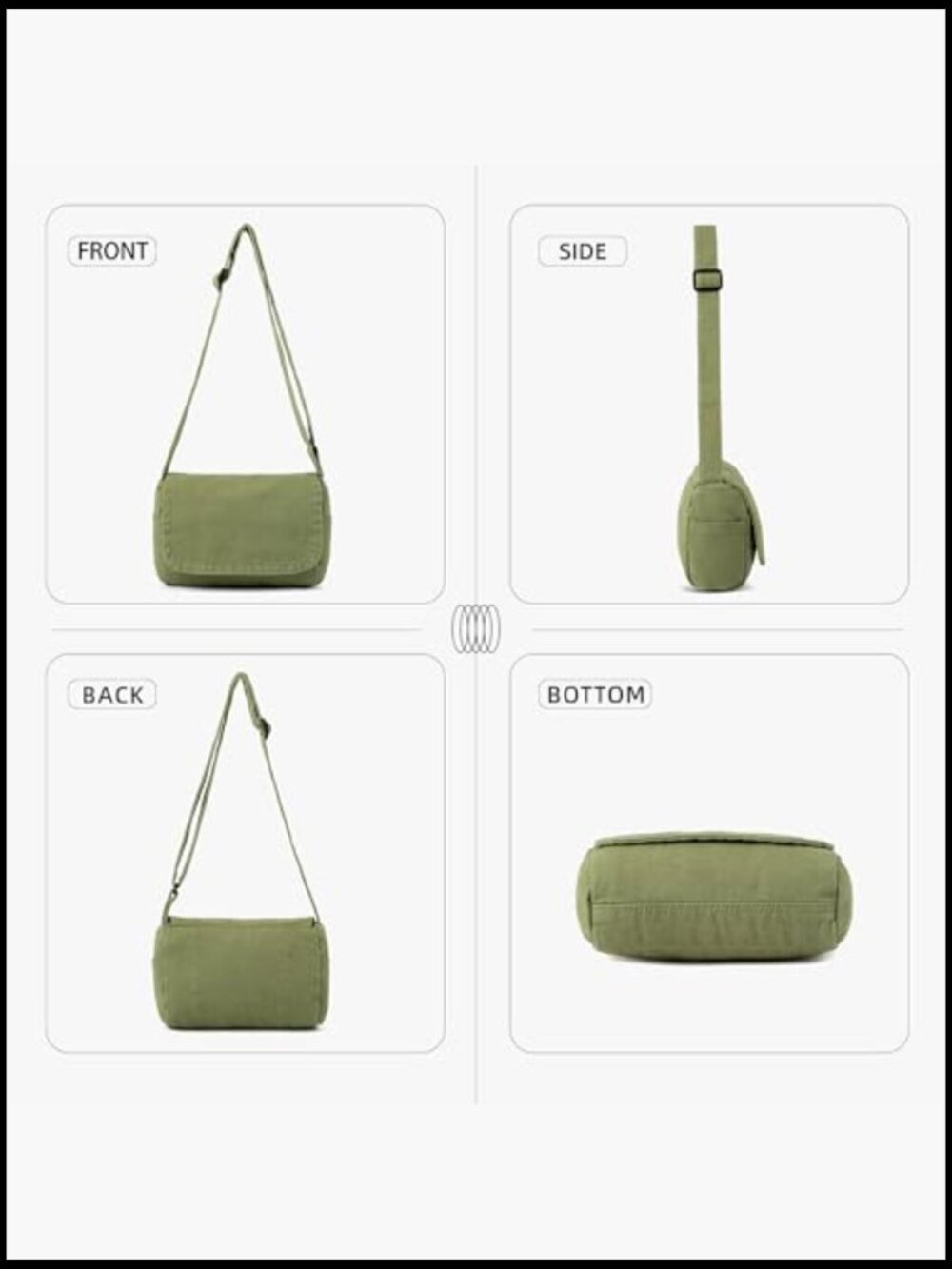 Small Canvas Crossbody Bag Cute Mini Messenger Purse Adjustable Strap - Picture 4 of 7